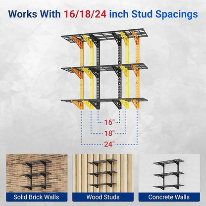 FLEXIMOUNTS 2 Pack 3-Tier 1x3ft Garage Storage Wall Shelving, 12x36inch per - Image 4