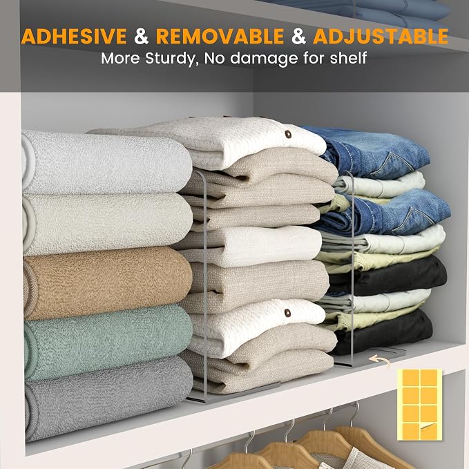 OKPOW Acrylic Shelf Dividers for Closet Organization: 8 Pack Tall Durable Clear - Image 5