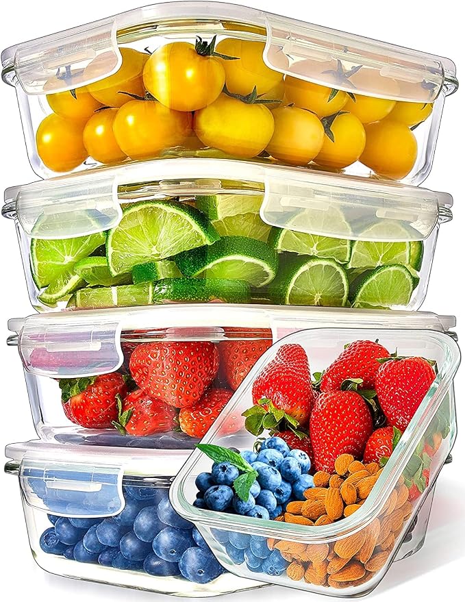 Prep Naturals 5 Pack 36oz Glass Meal Prep Containers by Prep+Naturals