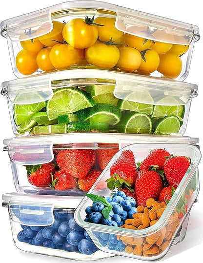 Prep Naturals 5 Pack 36oz Glass Meal Prep Containers by Prep+Naturals