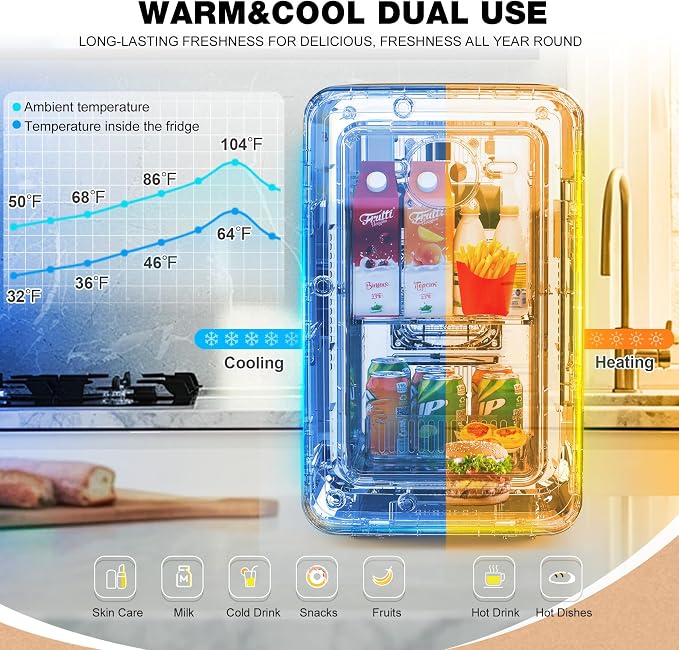 13L/22L Mini Fridge for Bedroom, Non-condensing Small Skincare Fridge, 110V/12V - Image 4