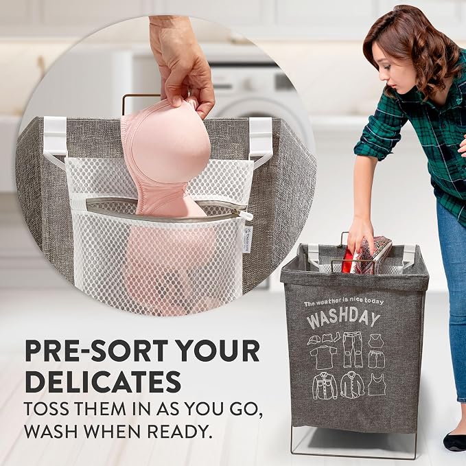 2Pcs Mesh Laundry Bags for Delicates w/Hooks, Hanging Durable Laundry Mesh Wash - Image 4