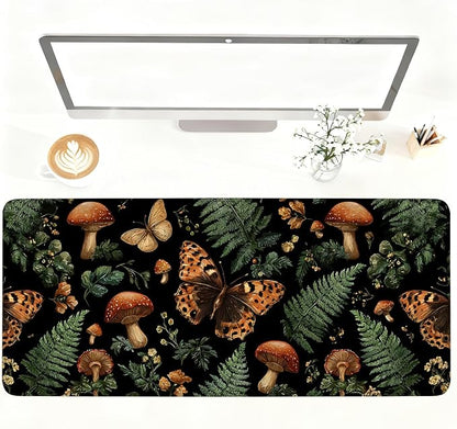 Vintage Butterfly Mushroom Mouse Pad – Large Extended Desk Mat 35.43 x 15.75 in by LEIWEIHOPE