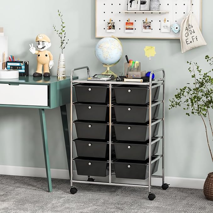 Giantex 10 Drawers Rolling Cart, Classroom Organizers, Storage Cart - Image 4