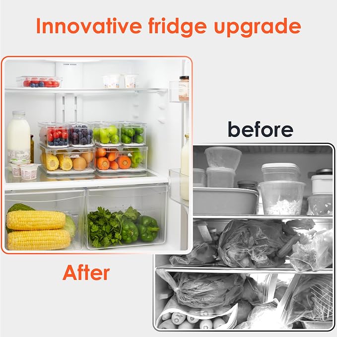 Fridge Organizers and Storage, 6 Pack Clear Freezer Organizer Bins - Image 6