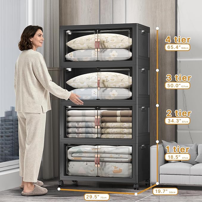 UAMFURI Stackable Storage Bins, 700QT Collapsible Drawers - Image 2