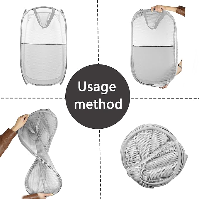 Collapsible Pop Up Laundry Hamper, Extra Large Mesh Foldable Laundry Basket - Image 3