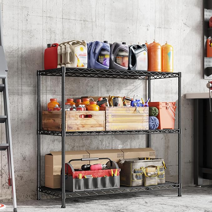 DurayLoly 35.6"W 3-Tier Metal Shelving, Adjustable Storage Shelves, Kitchen | - Image 8