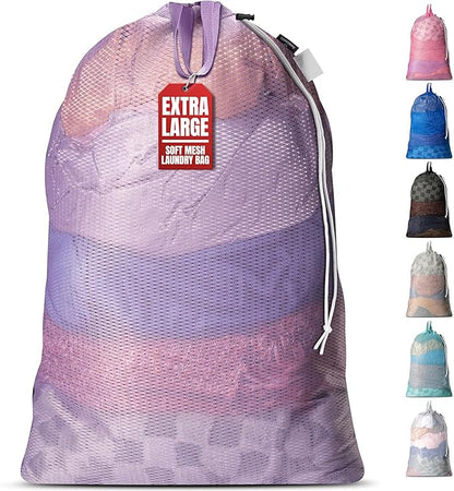 Handy Laundry XL Heavy Duty Mesh Laundry Bag 24x36 in, Drawstring Purple | by Handy+Laundry
