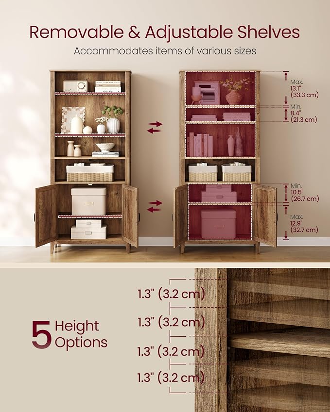 VASAGLE Liry Collection Farmhouse Bookshelf, 6-Tier Bookcase - Image 4
