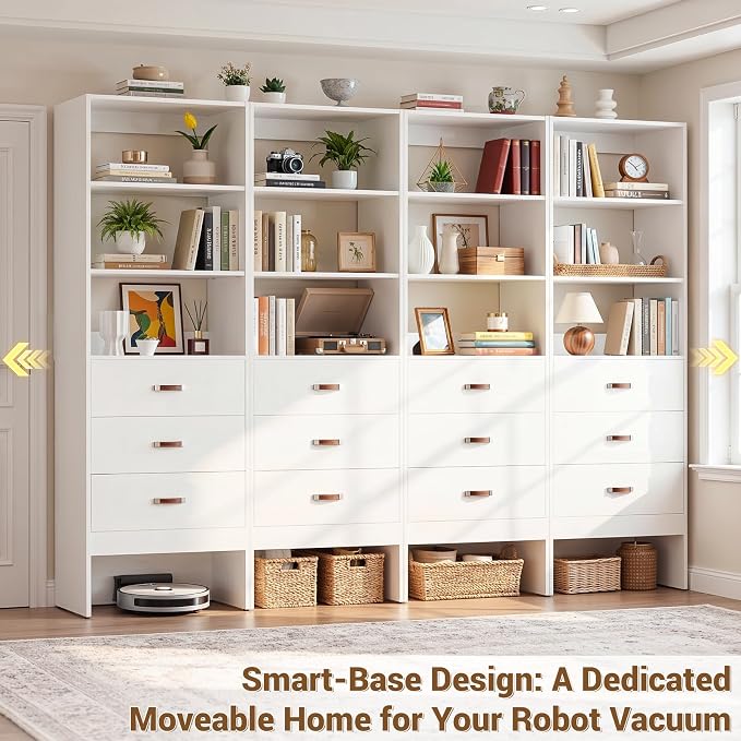 8FT Closet System with Leather Handles, Wood Wardrobe Closet Organizer and - Image 4