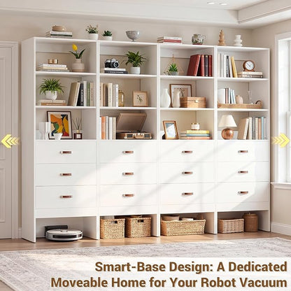 8FT Closet System with Leather Handles, Wood Wardrobe Closet Organizer and - Image 4