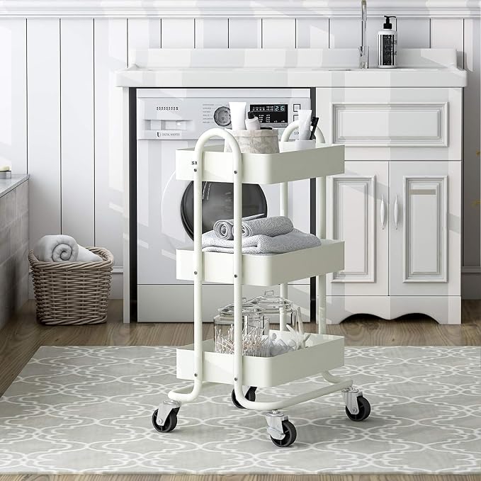Metal Rolling Cart, 3-Tier Metal Rolling Cart - Image 5