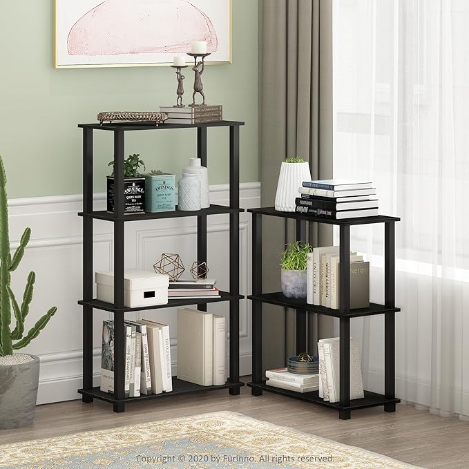 Furinno TURN-S-TUBE Storage Shelves, 3-Tier Book Shelf, Corner Shelf, Toolless - Image 2