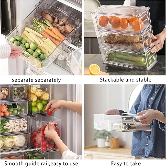 MANO Fridge Drawer Pull Out Stackable Bins - Image 3