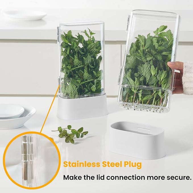 vacane Herb Keeper for Refrigerator, Fresh Herb Saver Herb Storage Containers - Image 4