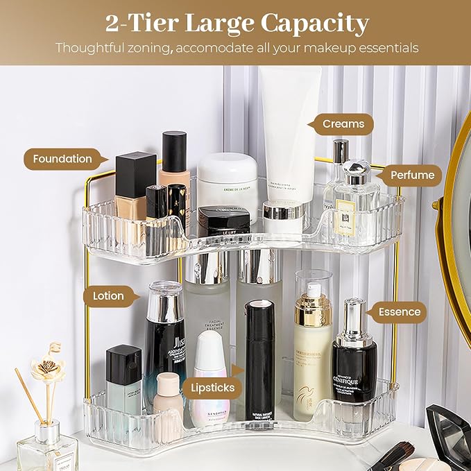 Aveniee Corner Bathroom Counter Organizer, Bathroom Countertop Shelf Makeup - Image 2