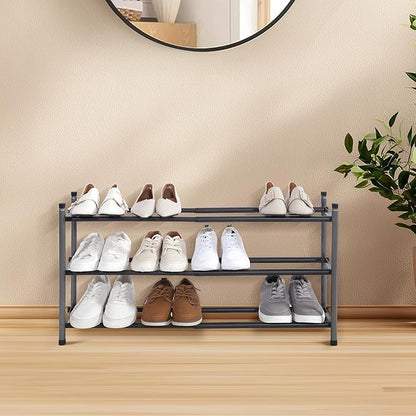 STORAGE MANIAC Expandable Shoe Rack, 12 Pairs Stackable Small Shoe Rack - Image 2