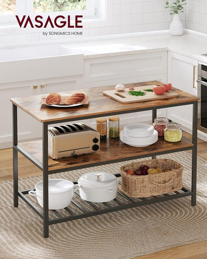 VASAGLE Kitchen Island with 3 Shelves, 47.2 Inches Width Kitchen Shelf with - Image 6