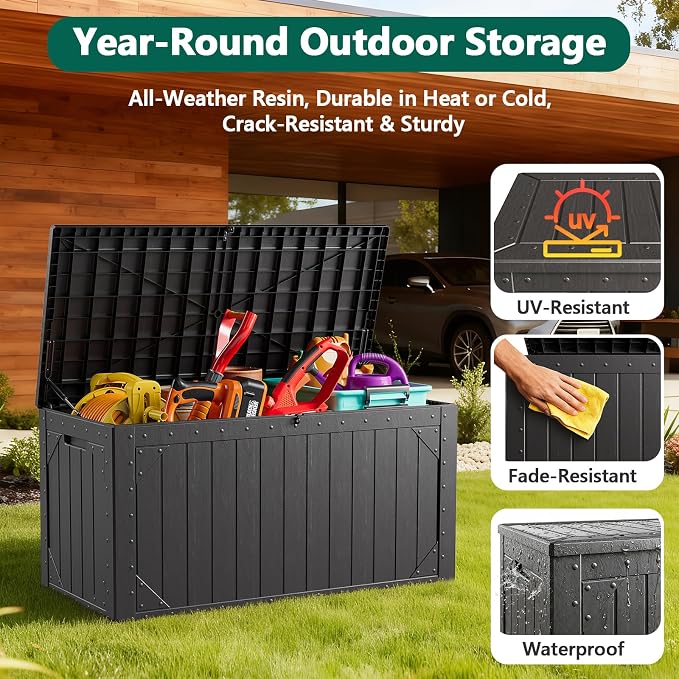 Outdoor Storage Box, 100Gallon Deck Box Outdoor Storage Bench Outside - Image 3