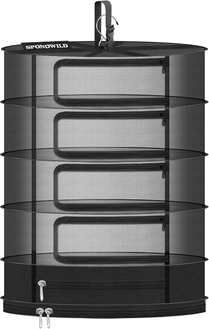 Herb Drying Rack Hanging Mesh, 2ft Diameter 5 Layer Plant Drying Rack by SPONDWILD