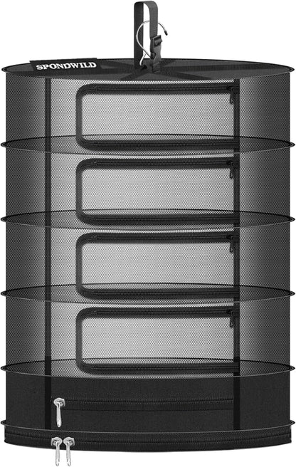 Herb Drying Rack Hanging Mesh, 2ft Diameter 5 Layer Plant Drying Rack by SPONDWILD