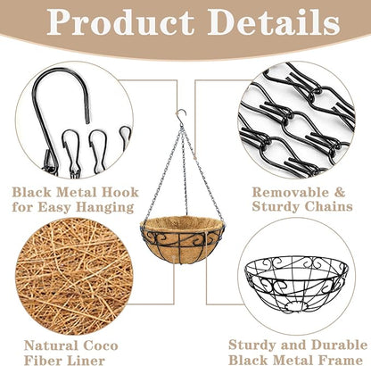 EIMQUVW Outdoor Metal Hanging Planters Basket Hanging Baskets - Image 6