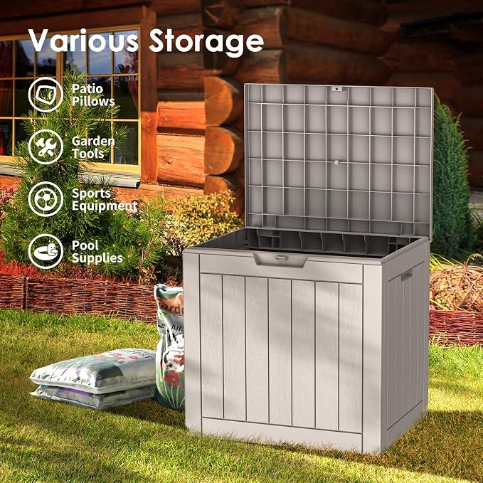 Resin Deck Box - 30 Gallon Lockable Outdoor Storage, Water-Resistant - Image 2