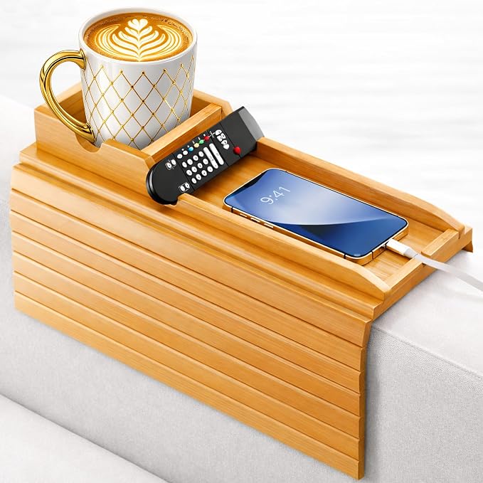 Bamboo Couch Cup Holder for Phone, Remote by Unknown