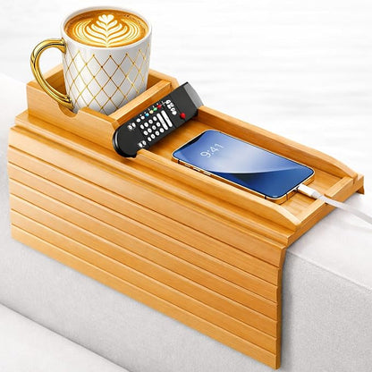 Bamboo Couch Cup Holder for Phone, Remote by Unknown