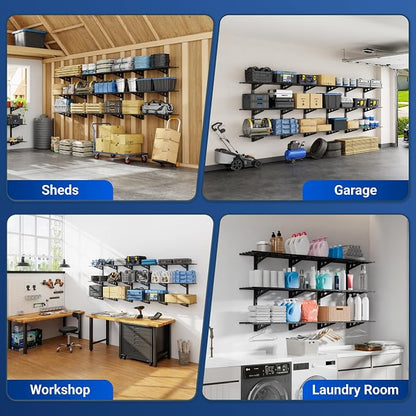 FLEXIMOUNTS 2 Pack 3-Tier 1x3ft Garage Storage Wall Shelving, 12x36inch per - Image 9