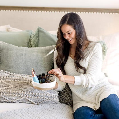5-Piece Round Woven Cotton Rope Storage Baskets - Image 8
