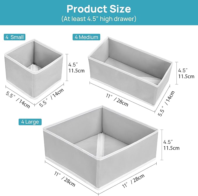 Vtopmart 12 Pack Baby Clothes Organizer, Dresser Drawer Organizer - Image 2