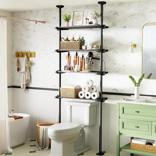 Over The Toilet Storage Shelf No Drill 4-Tier Adjustable Bathroom Organizer | by Bonpally