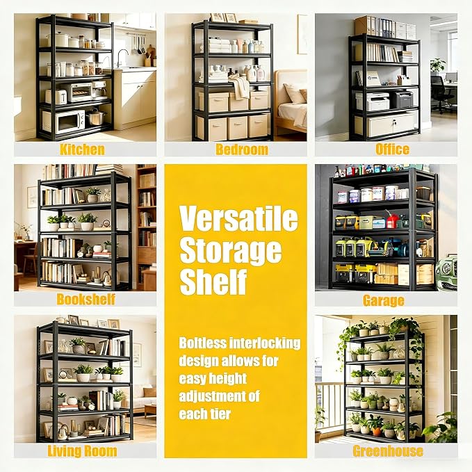 4-Tier Garage Shelving Heavy Duty Metal Shelving 3000LBS Storage Shelves 44" H - Image 8