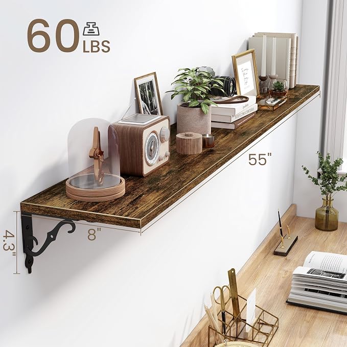 Fun Memories 55 Inch Floating Shelves, Long Floating Shelves Wall-Mounted - Image 3