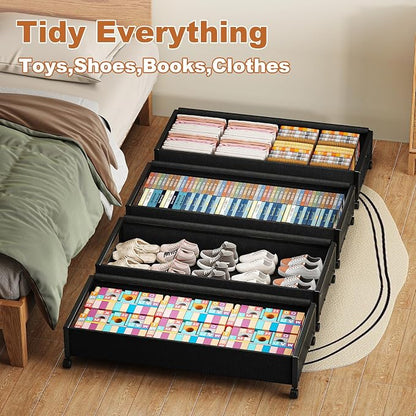 Fokyfok 2 Pack Under the Bed Storage Containers, 36 inch Long Underbed Storage - Image 2
