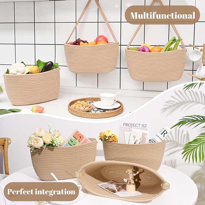 Hanging Basket, 3-Tier Woven Wall Basket - Image 6