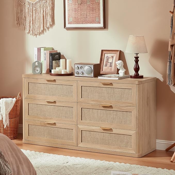 LEYAOYAO Rattan 6 Drawer Dresser - Image 7