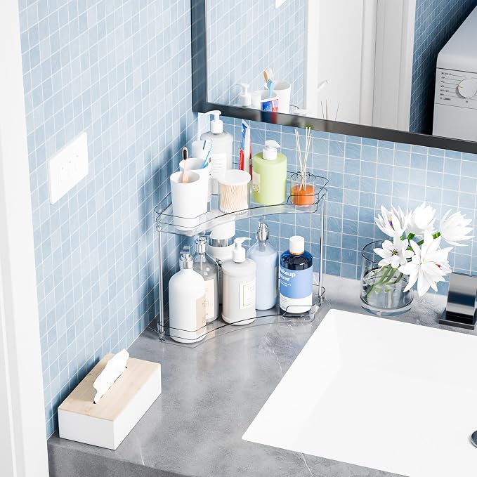 Yieac Clear Bathroom Counter Corner Shelf - Image 7