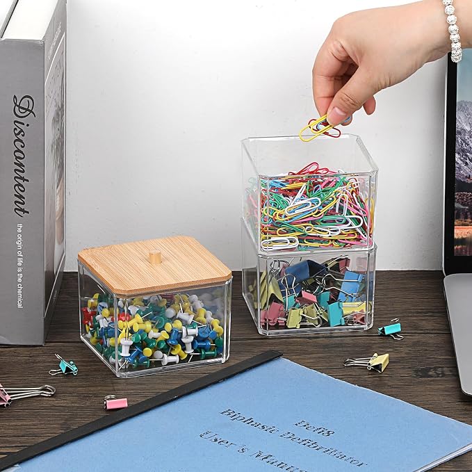 BTSKY Clear Stackable Paper Clip Holder - Image 2