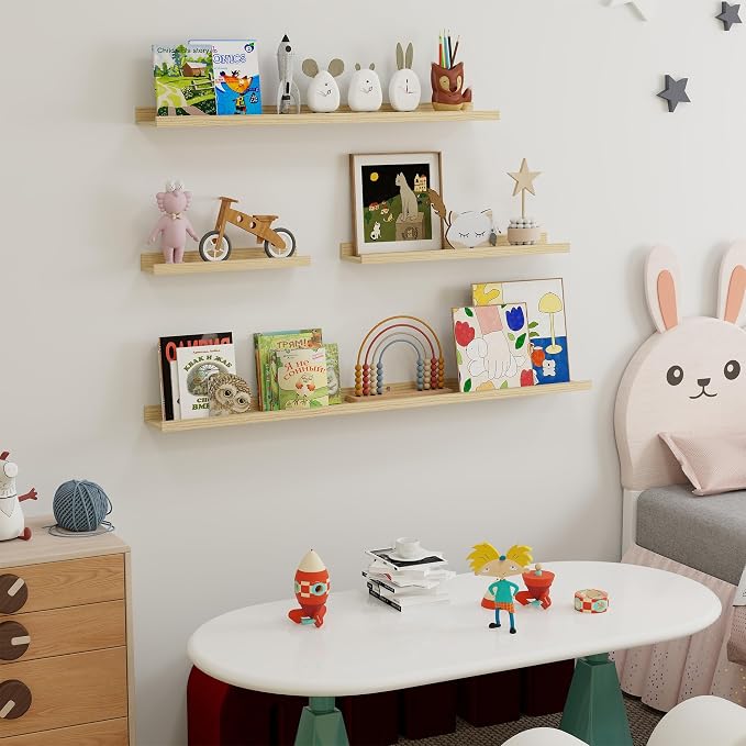 Fun Memories Picture Ledge Shelf, 48 Inch Long Floating Shelves Set of 6 - Image 6