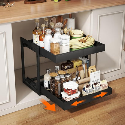 Golener 2-Tier Expandable Pull Out Cabinet Organizer by Golener