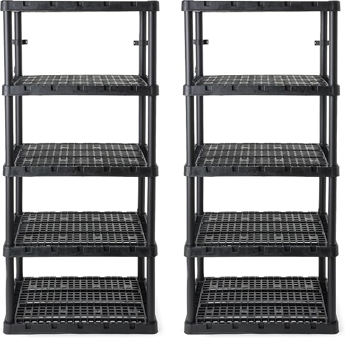Gracious Living 2 Pack XL Heavy-Duty Storage Shelves, Knect-A-Shelf 5-Shelf by GraciousLiving