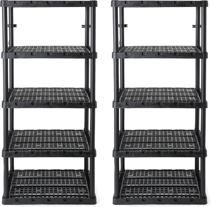 Gracious Living 2 Pack XL Heavy-Duty Storage Shelves, Knect-A-Shelf 5-Shelf by GraciousLiving