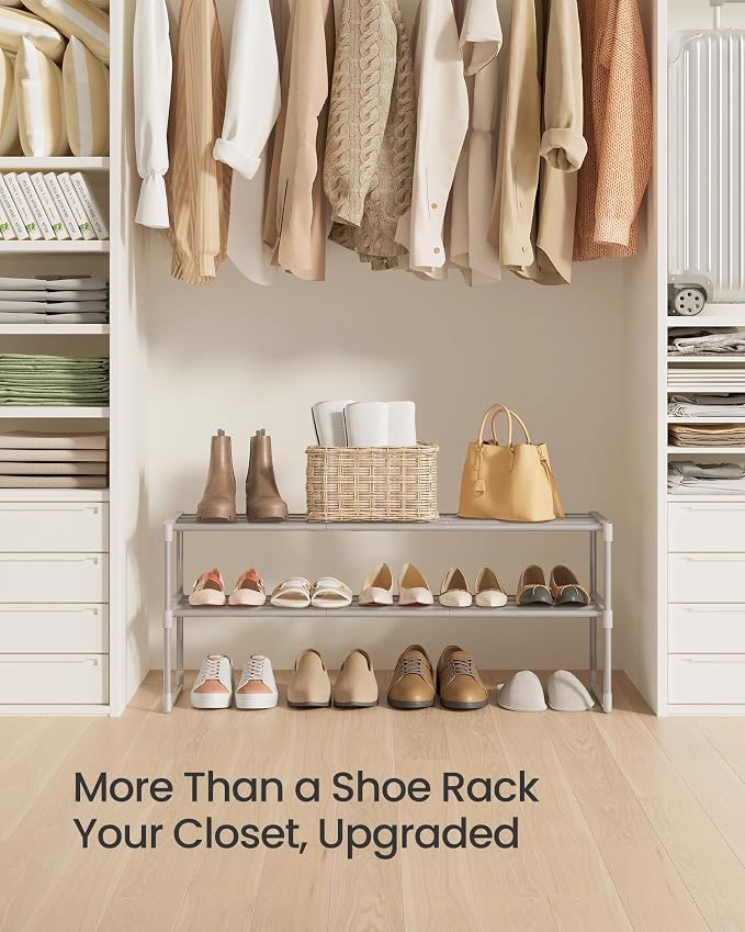 SONGMICS Shoe Rack, 2-Tier Shoe Organizer, Metal Storage Shelf, Upright or - Image 8