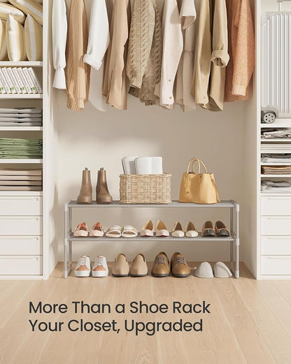 SONGMICS Shoe Rack, 2-Tier Shoe Organizer, Metal Storage Shelf, Upright or - Image 8