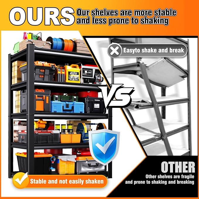 71.2''H Storage Shelves, 3000lbs Garage Shelving, Adjustable Heavy Duty - Image 6