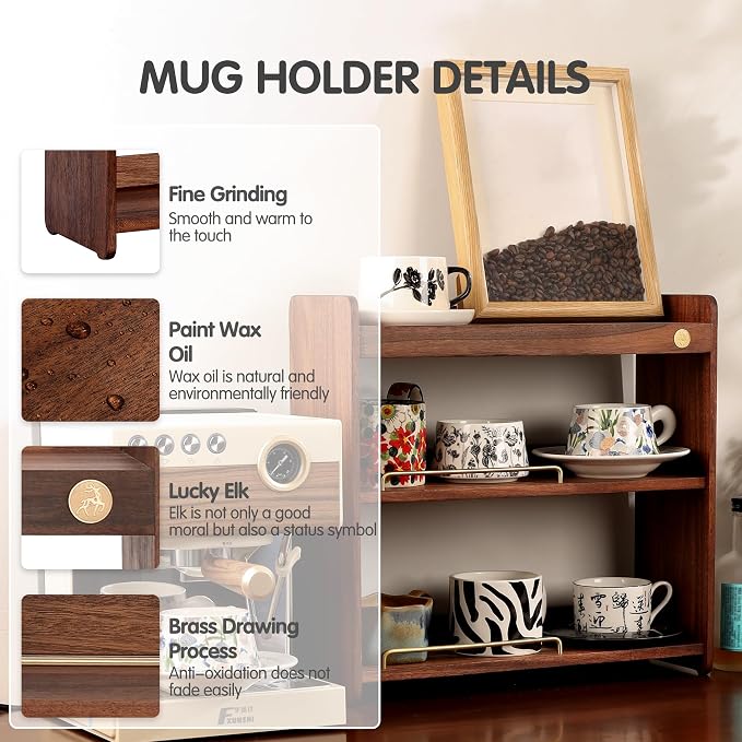 Coffee Mug Holder Wooden Cup Rack Mug Display Shelf Coffee Cup Holder - Image 4