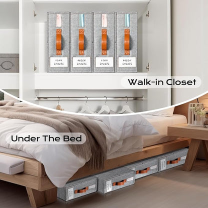 Yecaye 4 Pack Bed Sheet Organizer, Foldable Linen Closet Organizers and Storage - Image 7